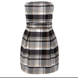 Wool Plaid Mini Dress with Pockets